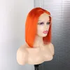 350 # couleur Bob 13x4 brésilien Remy dentelle avant perruques de cheveux humains pré plumé droite courte Bob perruque pour les femmes de la mode