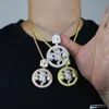 Colgante con pavé de piedra de circonia cúbica con hielo, chapado en oro, plata rosa, colgantes de bolsa de dinero de circo, collar de cadena cubana para hombres, mujeres, cadera 199q