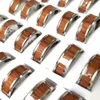Bulk lots 50pcs Unique Silver Black Ring 8mm Comfort-fit Wood Grain Inlay Stainless Steel Ring196j