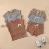 Kids Designer Clothes Girls Summer Rainbow Clothing Sets Candy Cotton Pit Stripe Soft Tank Tops Outfits Fashion Tops Pants Suits Casual Boutique