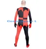 Halloween cospaly zwart en rood combinatie Catsuit Kostuums full body Spandex Unitard panty Lycar zentai podium jumpsuit