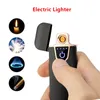 Isqueiros à prova de vento elétricos Sensor de toque LED sensor de toque USB Men Recarregável Presente Ligador