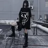 QWEEK Gothic Harajuku T Shirt Kobiety Koreański Moda Czarny Z Długim Rękawem Hip Hop Punk Streetwear Jesień Mall Got Tops Kobiet Tee 220321