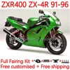 Body Kit für Kawasaki Ninja ZXR 400 CC ZX-4R ZXR400 91 92 93 94 95 96 Cowling 19NO.122 ZX4R 400CC ZX 4R ZXR-400 1991 1992 1994 1995 1996 ABS Full Fairings Metal Green Green