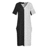 Plus Size Kleider Polka Dot Schwarz Weiß Freizeitkleid Sommer Zweifarbiges Vintage Muster Niedliche Damen V-Ausschnitt Druck Ästhetisch 5XLPlus