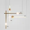 Hanger lampen Noordse metalen verticale glans LED -lichten verlichting Loft Home Indoor Decor Luminaire Hangende Luminairpendant