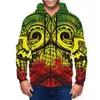 Hoodie Zip Up Sweatshirt Polynesian Tattoo Print Loose Long Sleeve Hip Hop Fashion Men Hoodies Custom On Demand DIY 220722