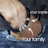 Gepersonaliseerde heren gevlochten echte lederen armband roestvrij staal aangepaste kralen naam bedelarmband voor mannen met familienamen GC1295