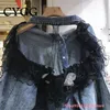 Stazione europea Cucitura a rete Giacca corta in denim Donna Perdita posteriore Macchina attenta Moda Perline per unghie in stile estero 220816