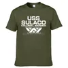 Мода USCSS Nostromo футболка инопланетянин USS Sulaco Colonial Marines Aliens Off World с коротким рукава