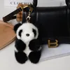 Schlüsselanhänger, niedlicher echter Schlüsselanhänger, Plüsch-Panda-Anhänger, Kinderspielzeug, Frauen, Taschenanhänger, Schmuckstücke, Auto-Metall-Schlüsselanhänger, Rückspiegel-Ornamente, Enek22