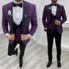 Frühling Herbst Hochzeit Smoking Rot Herren Anzüge Slim Fit Blazer Schwarz Revers Jacke Weste Hosen Trauzeuge Kostüm Homme Ehe