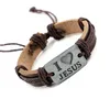 Adjustable Letter ID Leather Rope Bracelet Bangle Cuff Wristband I Love Jesus Bracelets for Men Women Fashion Jewelry