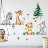 Acquerello Cartoon Africa Animali adesivi murali prateria per camera dei bambini Baby Nursery Room Decoration Adesivi giraffa elefante 220727