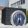 Tente de caméra gonflable de publicité simulée cabine de photo d'explosion d'air noir avec lumière LED pour la décoration de mariage et de fête