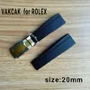 Bracelet 7A + 20mm adapté pour ROLEX SUB / GMT / YM nouveaux accessoires de montre de bande étanche doux et durable avec fermoir en acier d'origine argenté