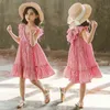 Vestito da principessa per ragazze per bambini Estate Teen Fairy senza maniche Elegante festa di compleanno Abito da ballo Bambini Puntini di pizzo Abiti Vestiti G220518