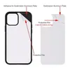 TPU PC Blank 2D Sublimation Cases DIY Designer Heat Transfer Phone Case pour iPhone 15 14 13 12 mini Pro Max 11 XR XS 8 7 plus ultra avec inserts en aluminium le plus récent