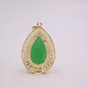 Pendentif Colliers Véritable Jade Plaqué Or 18K Calcédoine Verte Goutte De Pluie Bijoux Alliage Charmes Argent 925 Blé CollierPendentif