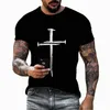 Men's T-Shirts Easter Jesus Cross 3D Printing Summer Fashion Retro Street Harajuku Men's T-shirt Daily Casual Wear Oversized Short-sleev