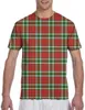 T-shirt da uomo Camicia da uomo Casual manica corta scozzese rossa e verde T di grandi dimensioni Abbigliamento da uomo