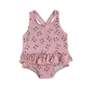 Women's Swimwear Summer Baby Girls Ruffle Leopard Print Bikini Bodysuit Beach Costume Clothes 6 ColorsWomen's