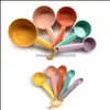 Measuring Tools Kitchen Kitchen Dining Bar Home Garden Baking Plastic Cup Spoon 10-Piece Set With Scale Color Drop Delivery 2021 Rskh1