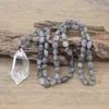 Pendant Necklaces Handmade Knot Necklace Natural Labradorite Nugget Chip Beads Crystal Quartz Double Point Pendants Mala Yoga Jewelry QC0129