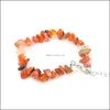 Charm Bracelets Jewelry Natural Gem Stone Bracelet Irregar Crystal Stretch Chip Beads Link Chain Bangles Quartz Dhgru