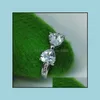 Band Rings Wedding Wholesale Korean Fashion Zirconia Rhinestone Cz Heart Australian Crystal Diamond Ring Drop Del Baby Dhgtb