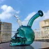 6 pouces Crâne Vert Bleu Narguilés Tuyaux De Tabac Filtre Verre Épais Bongs D'eau Fumer Cire Accessoires De Tuyau D'eau Avec Bol De 14mm