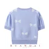 Koszulka damska Dragonfly Jacquard z koralikami Krótkocześnie dzianinowa koszula 2022 Summer Talle Bubble Short Sekcja