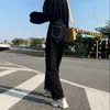 Dżinsy kobiety allmatch w stylu koreańskim mopping spodni jeansowy czarny czarny solidny wysoki talia jesień workowate eleganckie Ulzzang Street Casual 220701