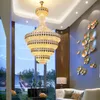 Lunes de luxo moderno K9 lustres de cristal luzes de teto sala de estar de estar longa lâmpada de lâmpada doméstica Fixutres betra villas staicase hotel lobby shopping lâmpadas pendentes
