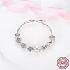 925 Silver Fit Pandora Charm 925 Bracelet Clear Pave Clip Charm Zircon charms set Pendant DIY Fine Beads Jewelry