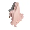 Knitted Wool Blankets Fringed Shawl Wraps Casual Hotel Bed Tassel Solid Color Travel Office Air Conditioning Nap Home Blanket Shawls BBE1369