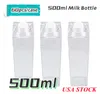 Entrepôt local 500 ml boîte à lait transparente gobelet en plastique acrylique bouteille de lait carrée RTS aux états-unis