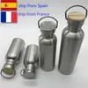 Portable Stainless Steel Water Bottle 1000ml Bamboo Lid Sports Flasks Travel Cycling Hiking Camping Bottles A Free 220329