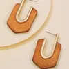 Hoop & Huggie Design Geometric Square Dangle Earrings Wooden Rhombus Fashion Handmade Big African Wood For Women JewelryHoop