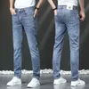 Luxury Light European Fashion Brand Jeans for Young Men Korean Casual Slim Fit Elastic Cotton Simple Spring and Summer