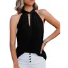 Kvinnor Halter Tanks Toppar Ärmlös Skjortor Sommar Camis Chiffon Blouse