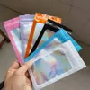 Çok Renk ve Boyutlar Düz Alt Zip Kilit Hediye Paketleme Çantaları Ön Holografik Fermuar Conta Mylar Folyo Çantalar