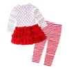 Zestawy odzieżowe 2 sztuk Baby Girl Christmas Ubrania Zestaw Dzieci Bawełniane Pełna Flare Czerwone Drzewo Wzór T-Shirt + Spodnie dla małych dziewczyn Przyczynowe 1-6y