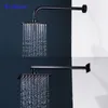 Braccio doccia a pioggia con montaggio a parete, quadrato in acciaio inox nero cromato da 40 cm per accessori doccia con soffione doccia 201105