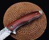 Ny ankomst Damascuss Flipper Folding Knife VG10 Damascus Steel Drop Point Blade Rosewood Handle Ball Bearing EDC Knives With Leather Mante