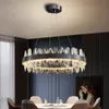 Nordic Clear Crystal Chandelier Texture Hanging LED Lamp Black Lighting Fixture for Living Room Dining Hall Kitchen Island Decor