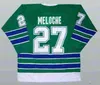 Nik1 #27 Gilles Meloche California Golden Seals Oakland Green White Hockey Jersey Embroidery Stitched Customize any number and name Jerseys