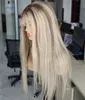 نمط المشاهير balayage 8c60 اللون الجزء العميق الدانتيل الجبهة الباروكات سوبر خط الشعر الطبيعي