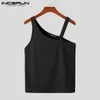 Sexy Leisure Sleeveless Waistcoat Men Solid Comfortable Vests Fashion Casual Style Male Strappy Tank Tops S5XL INCERUN 220615