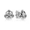 Nouveau populaire de haute qualité en argent sterling 925 brillant couronne coeur CZ exquis Pandora boucles d'oreilles pour les femmes Saint Valentin bijoux de noël cadeaux offre spéciale